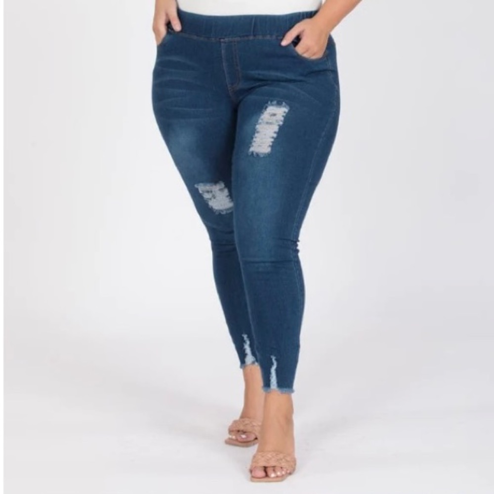 Plus Size Mid-Rise Denim Jeggings Pants
